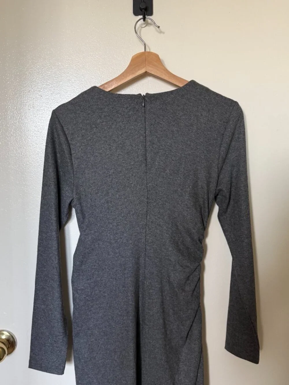 NWT Veronica Beard Theodora Wool Heather Gray Ruched Boat Neck Midi Dress S​
